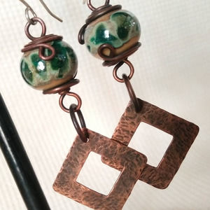 Handmade Lampwork Glass Beads n Recycled Copper Earrings.